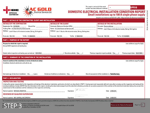 electrical testing certificate example